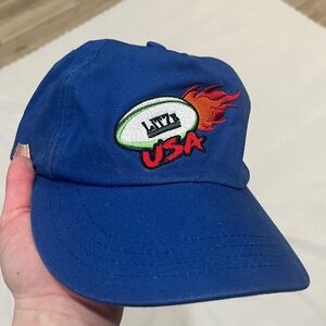 Blue Baseball Cap with Flaming USA Patch